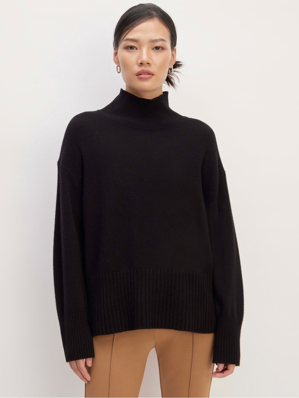 Everlane ReCashmere Oversized Turtleneck Sweater Black Cashmere Wool M